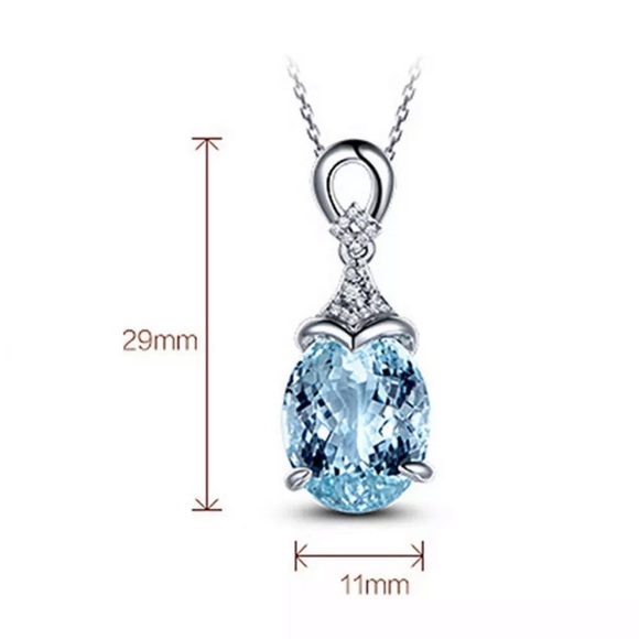 Aquamarine Pendant Necklace Women Girls - Picture 7 of 7
